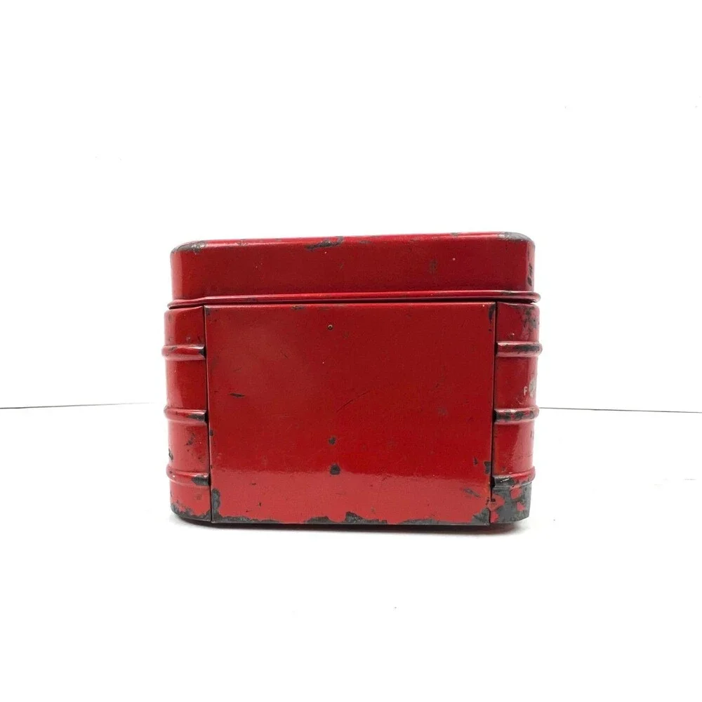 Vtg 1940s Red Metal Tool box Little Pal Handy Kit Art Deco Tool Box Salvage